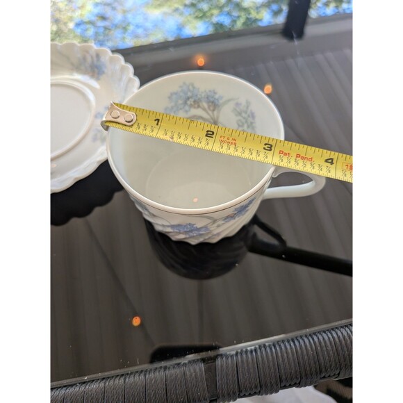 Haviland Limoges Bergere France Tea Cup & Saucer 1990 Blue Floral China Gold - Picture 12 of 13